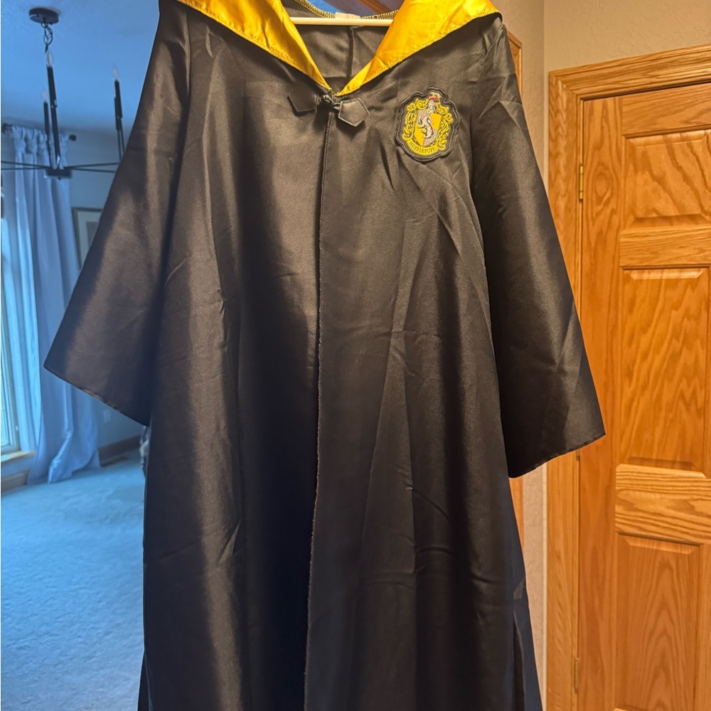 Yellow and Black Full-Length Cape with Hood
